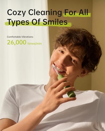 Laifen Wave Special Electric Toothbrush, New 2025 Version Oscillation & Vibration Sonic Electric Toothbrush for Adults with App, 2 Brush Heads, IP68 Waterproof Travel Powered Toothbrush (Meadow Green)