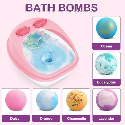 Spa Day Gift Set for Girls, Christmas Birthday Gift Nail Art Salon Sensory Beads Foot Spa Accessories Kit, Foot Soak Tub for Ages 5 6 7 8 9 10-12 Year Old Girl Gifts (girls)