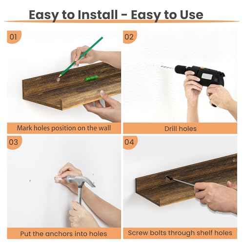 Floating Shelves for Wall Decor and Storage (6 Count)