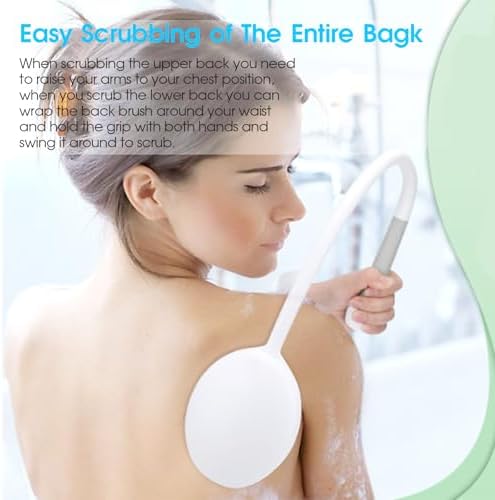 Long Handle Body Scrubber, Back Scrubber for Shower, Natural Bristle Body Brush for Exfoliating Use Wet or Dry - U Shape