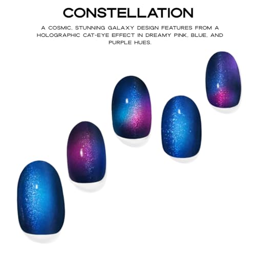 Semi Cured Gel Nail Strips with 30 Pieces - Salon Quality Manicure Kit for Women Easy Application Wraps Includes Prep Pads Nail File Wooden Stick, UV Light Required - M Constellation