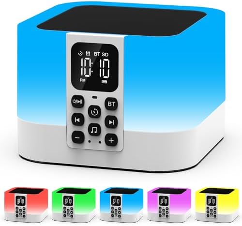 Night Light Bluetooth Speaker, Alarm Clocks for Kids, Baby Nursery Lamp