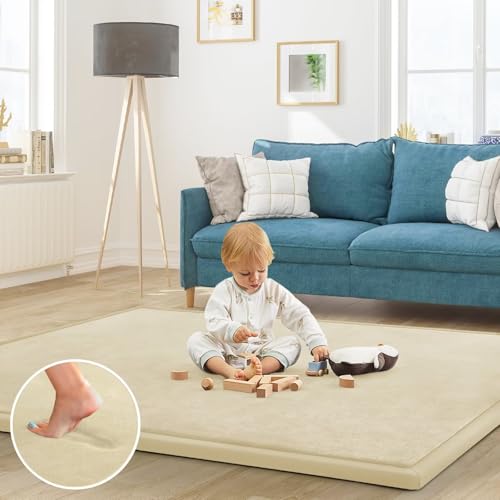 Baby Play Mat for Floor Nursery Rug Muscle Mat Area Rug Playroom Rug 79"x110" Playpen Mat Elastic Foam 1.3" Thick Crawling Mat for Babies