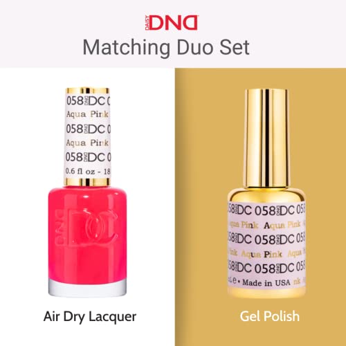 DND DC Gel Polish Set, Pink Collection, UV/LED Gel Polish and Air Dry Nail Lacquer, Matching Chip-Free Polish Duo, 006 Deep Pink, 0.5 Fl Oz