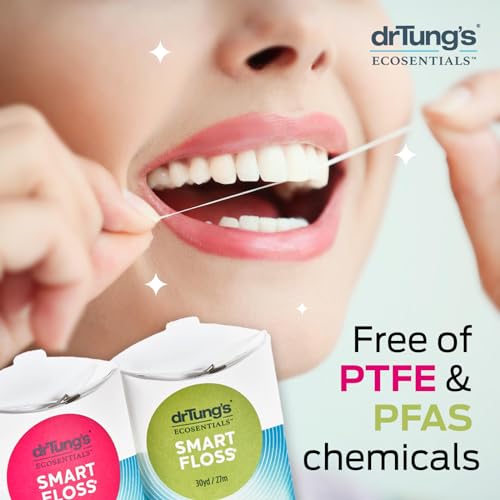 DrTung's Smart Floss - Natural Floss, PTFE & PFAS Free Floss, Gentle on Gums, Expands & Stretches, BPA Free - Natural Dental Floss Cardamom Flavor (Pack of 3)