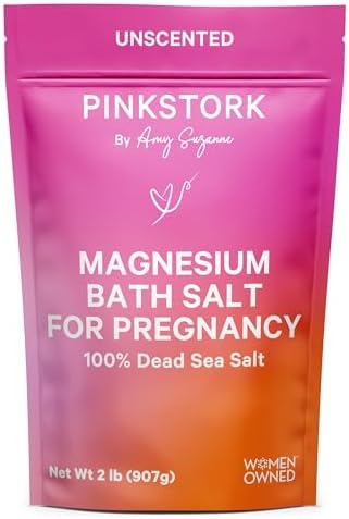 Pink Stork Pregnancy Bath Soak – Unscented Magnesium Flakes for Bath or Foot Soak – Pure Dead Sea Salt – Relief for Pregnancy Aches, Swollen Feet, and Stress – Clean, Fragrance-Free – 2 lb