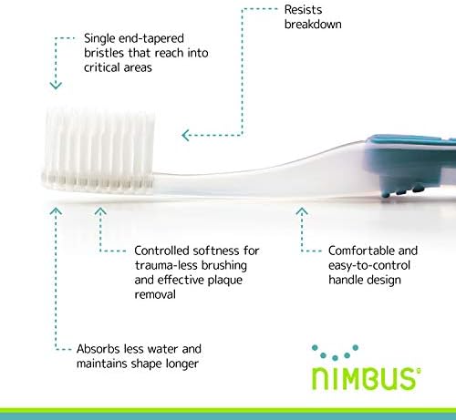 NIMBUS Extra Soft Toothbrushes (Regular Head) Periodontist Design Tapered Bristles for Sensitive Teeth and Receding Gums, Individually Wrapped Plaque Remover Travel Toothbrush (10 Pack, Colors Vary)