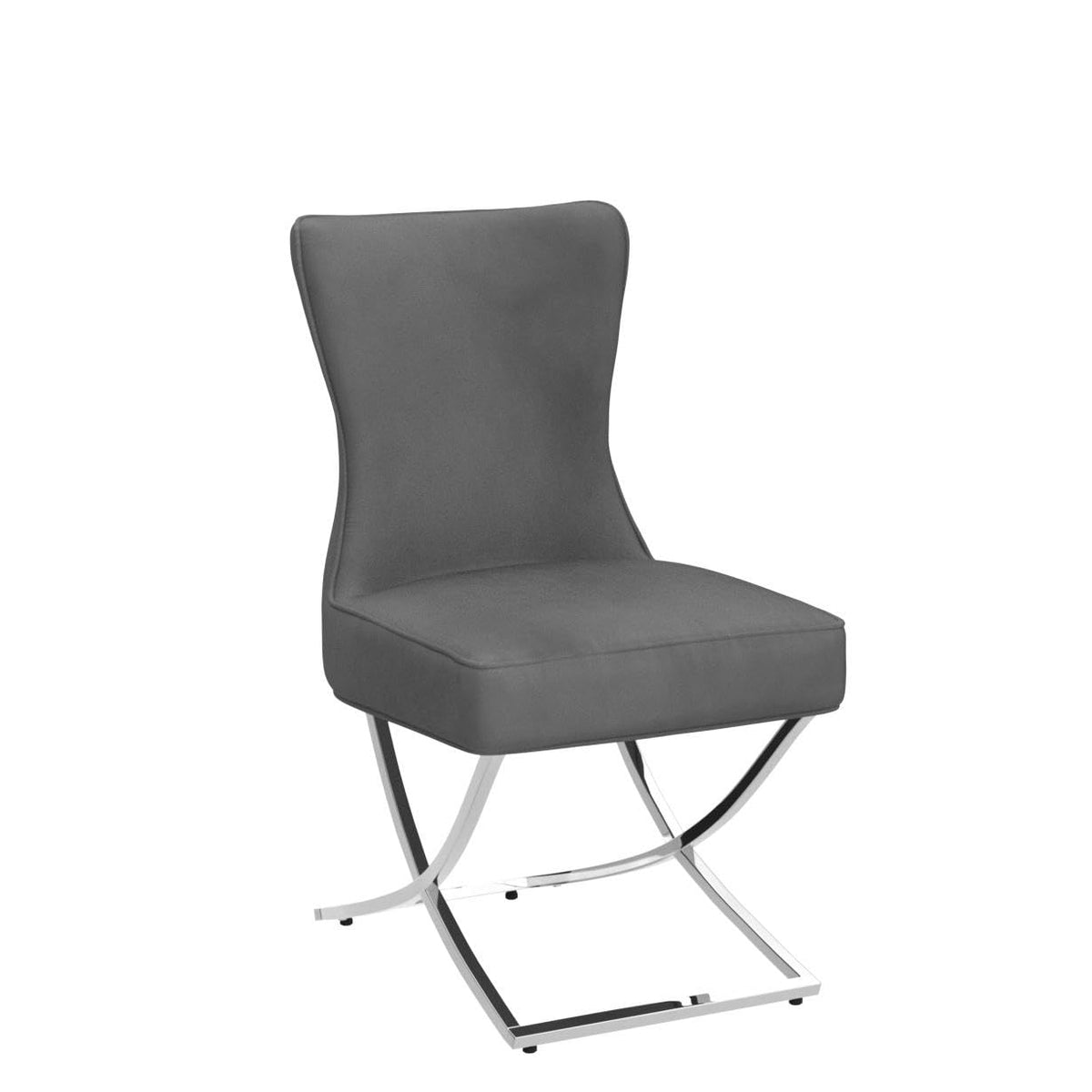 LOULENS Elegance Velvet Dining Chairs Set of 4, Luxurious Upholstered Tufted Dining Room Chairs, Glam Royal Velvet Accent Chairs with Stainless Steel Legs, Dark Grey
