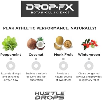 DropFx Hustle Drops - Fast-Acting Respiratory Support with Peppermint & Wintergreen, Natural Breathing Enhancement, Airway Expansion & Oxygen Flow