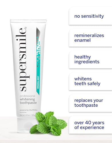 Supersmile Professional Teeth Whitening Toothpaste - Fluoride Free for Visibly Brighter Smile - Whitens up to 6 Shades