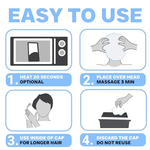 Drench No Water Hair Washing Cap - Waterless Shower Caps with Shampoo and Conditioner - Disposable Rinse Free Wash Aids - Ideal for Elderly and Disabled - Pack of 12