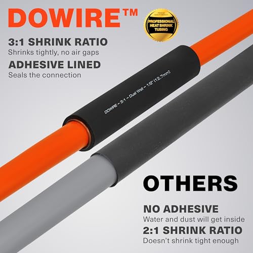 Dowire Heat Shrink Tubing 1/8" - Adhesive Lined - 3:1 Ratio - Waterproof Marine Grade Shrink Tube - Wire Shrink Wrap Tubing - Black - 50 Feet - color: Black, size: 1/8" - 50 Ft
