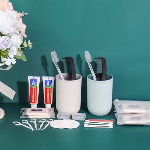 50 Sets Personal Hygiene Kit Bulk, Disposable Toothbrushes with Toothpaste Floss Comb Soap Cover and Vanity Kit, Toiletry Kits Homeless Supplies Bulk for Women,Men,Travel,Homeless