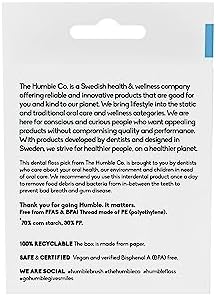 The Humble Co. Floss Picks (200 Count) – Plant Based Dental Floss Picks for Superior Oral Care, Dental Hygiene, and Gum Health, Cruelty Free Tooth Floss Picks (Mint, Single Thread)