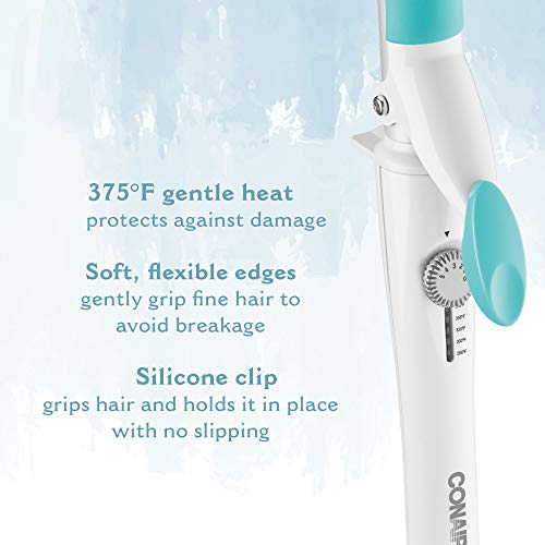 Conair OhSoKind For Fine Hair Curling Iron; 1-inch Curling Iron with Silicone Clip, 1-inch barrel produces classic curls – for use on short, medium, and long hair