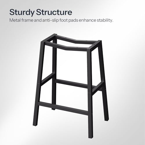 HOOBRO Bar Stools, Set of 2 Bar Chairs, Counter Height Bar Stools, Saddle Barstools & Curved Surface, 24 Inch Kitchen Barstools with Metal Base for Kitchen Counter, Rustic Brown and Black BF28MDP201