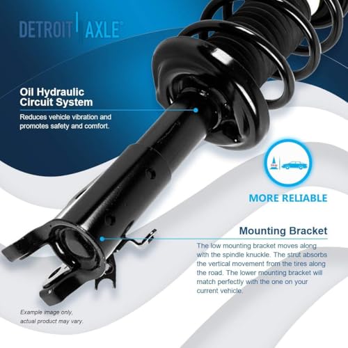 Detroit Axle - Front Loaded knuckle Kit for 2006 2007 2008 2009 2010 2011 Honda Civic, 2 Steering Knuckles & Wheel Hub Bearings Assembly 2 Struts Coil Spring Replacement Suspension - size: 4QU47720-V1/ Big strut kit