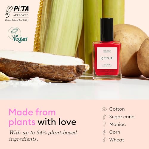 Manucurist - Green Hortencia Nail Polish - Sheer Pink Nail Polish - 9-Free, Vegan and Plant-Based - Quick Dry Manicure - Non Toxic - Made in France - 0.5 fl oz