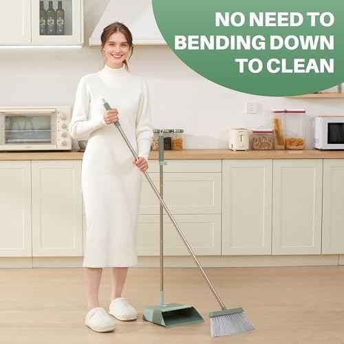 Dark Teal Green Broom and Dustpan Set