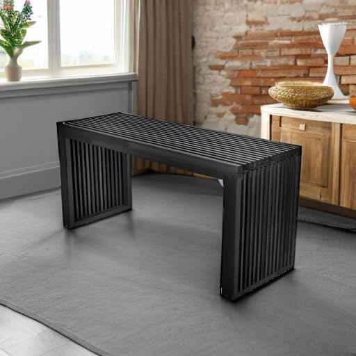 APRTAT Bamboo Dining Bench, 35 inch Farmhouse Decor Indoor Kitchen Table Bench, Entryway Shoe Rack Bench, Outdoor Bench, Solid Bamboo Benches for Living Room, Hallway, Bedroom, Bathroom