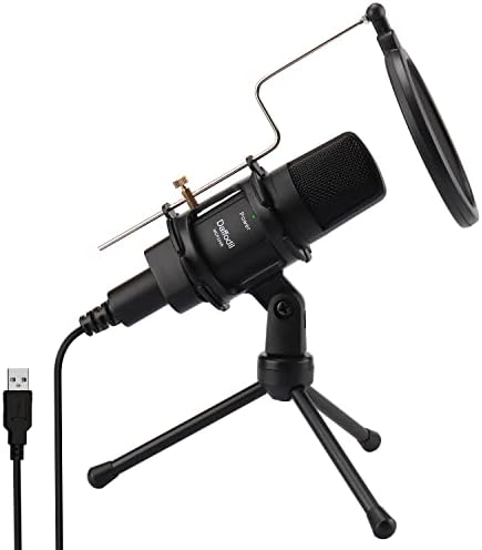 Daffodil Condenser Microphone USB Omnidirectional MCP200 - Mic with Tripod Stand, Pop Filter - Recording Vocals, Gaming, Podcast, ASMR, Vlogging Broadcast and Streaming for PC and Mac - Black