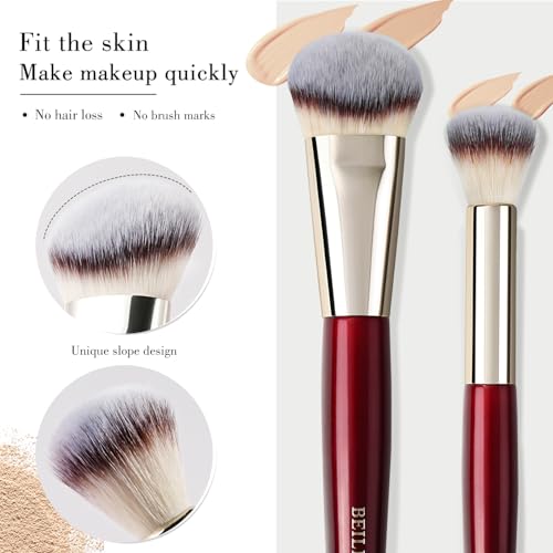 BEILI Makeup Brushes 15Pcs Professional Eyeshadow Brush Set Premium Synthetic Makeup Brushes for Liquid, Cream & Powder Eyeshadow(Red)