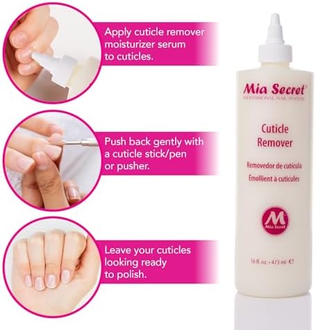 Mia Secret Cuticle Softener & Remover - Quick Easy Safe - Removes Cuticles Safely and Softens The Edge - Excellent for Manicures and Pedicures (16 oz.)