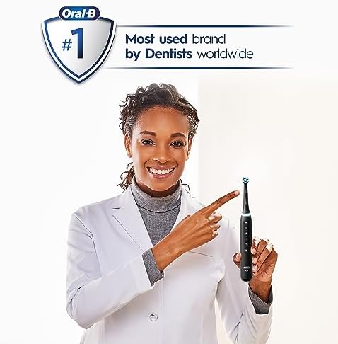 Oral-B iO Series 5 Ultimate White Rechargeable Electric Toothbrush with Visible Pressure Sensor, 2 Minute Timer, 5 Cleaning Settings, 1 Replacement Toothbrush Heads, and Travel Case, White