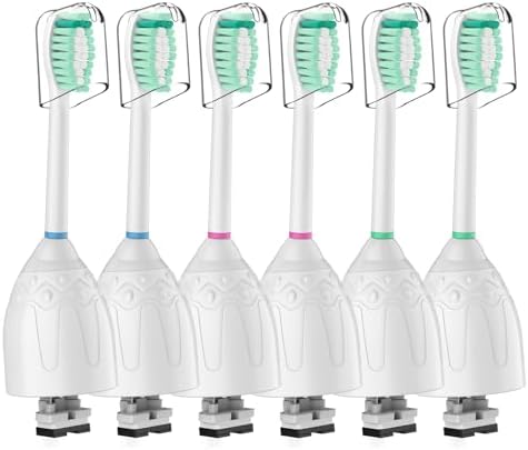 Toothbrush Heads for Philips Sonicare Replacement Brush Heads Medium Soft Dupont Bristles Electric Toothbrush Replacement Heads Fit E-Series Essence Xtreme Elite Advance and CleanCare, 6 Pack