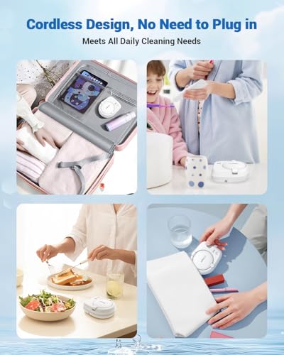 Rechargeable Ultrasonic Retainer Cleaner Machine | 50kHz 1.9 inch Ultra-Thin Portable | Night Guard Aligners Jewelry |6pcs Cleaner Tablets Included | Quick & Deep Clean Modes | FSA HSA Approved