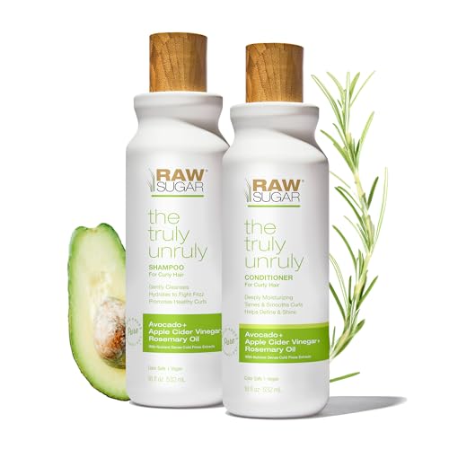 Raw Sugar Shampoo and Conditioner Set, The Truly Unruly Hair Care Duo, 18 Fl Oz (2 Products) Gently Cleanses, Nourishes and Defines Curls, A Smoothing Haircare Bundle