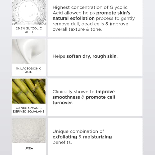 GLYTONE AHA+ Foot Cream for Dry Cracked Heels & Feet | Exfoliate, Hydrate & Retexturize Dry, Rough Foot with Exfoliating 29.5% Glycolic Acid, Moisturizing Lactobionic Acid & Urea - 1.7 Oz