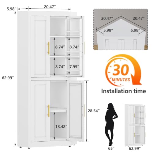 63" Metal Corner Kitchen Pantry Cabinet