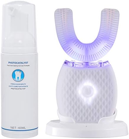 Ultrasonic Toothbrush for Adult Automatic Toothbrush 30'' Automatic Timer Wireless Charging Washable Travel Home Dual-use (White, M)
