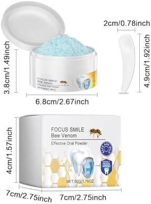 Natural Bee Venom Tooth Powder 1.76Oz - Whitening & Sensitivity Relief, Long-Lasting Fresh Breath, Dentist-Recommended Oral Care - Non-Toxic Formula