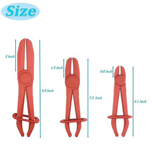 OBTANIM 3 Pack Plastic Hose Pinch Off Pliers Line Clamp Pliers Set Tool for Automotive Flexible Hoses, Gas Lines Radiator Brake Coolant and Fuel Lines (Red) - color: Red