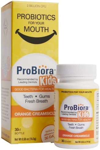 ProBiora Kids Oral-Care Chewable Probiotic Tablets | Probiotic Supplement Designed Specifically for Kids | Healthier Teeth & Gums | Fresher Breath | Whiter Teeth (30 Count, Orange)