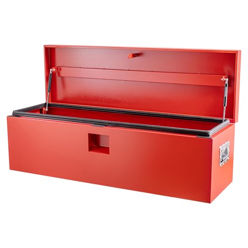 Industrial Steel Truck Tool Box w/Gas-Shock Lid, Pry-Resistant Security & Weatherproofing Toolbox Organizer Chest Fits Pickup, Truck Bed, RV, Trailer - color: Red, size: 15X15X30 inch
