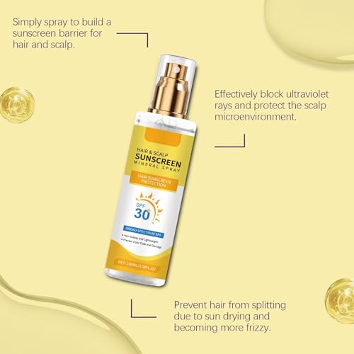 Ultimate Hair & Scalp Sunscreen Spray SPF 30 | Color-Safe UV Blocker for Dyed/Highlighted Hair | Weightless Non-Greasy Protection | Beach & Pool Essentials | Coconut Enriched Scalp Shield (2)