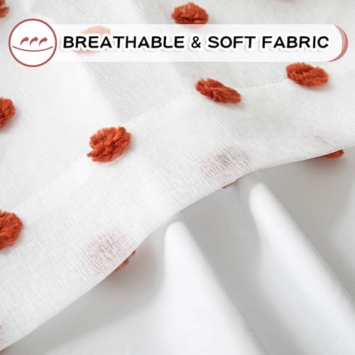 Blackout Bohemian Curtains for Living Room 95 Inch Long Nursery Curtain for Sliding Door Grommet 100% Room Darkening Bedroom Drapes with Brick Red Pom Pom Sheer 50 x 95 in (2 Count)