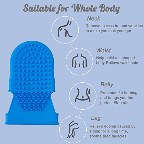 2 Pairs Professional Massage Mitts, Silicone Body Gloves, Two-sided Gentle Exfoliating Brush for SPA Skin Care, Anti Cellulite Lymphatic Drainage Tool, Back Scrubber (Blue)