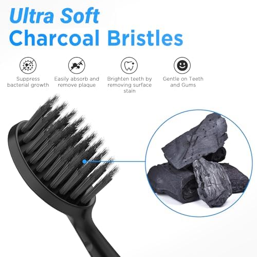 Replacement Brush Heads for Burst Original & Pro Sonic Electic Toothbrushes, 5 Count with Travel Covers, Balck for Adults