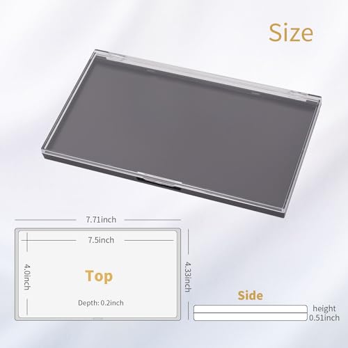 Magnetic Makeup Palette with Clear Top, 3Pack Empty Eyeshadow Pan Dispensing Storage Box with 60Pcs Adhesive Metal Stickers for DIY Cosmetics Lipstick Blush Powder-7.71”X4.33”Palette