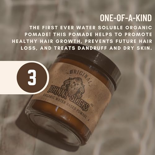 Water Based Pomade | Strong Hold, High Shine, Organic Styling for Men | Promotes Healthy Hair Growth & Helps Hydrate Dry Skin (Original, 4 Ounce) US Made, Veteran Owned