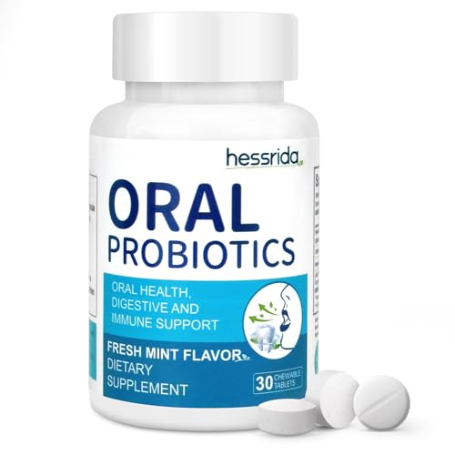 Oral Probiotics for Mouth Bad Breath Treatment for Adults(30 Count), Chewable Oral Care Probiotic, Dental Probiotics for Teeth,Gum Restore & Fresh Breath, Mint Tablets