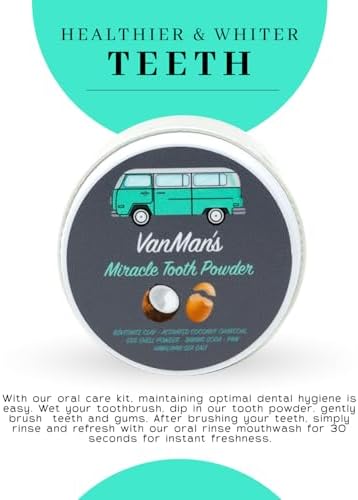Vanman’s - Miracle Tooth Cleaning Powder Toothpaste - Fluoride-Free Whitening Tooth Powder with Coconut Charcoal, Eggshell Powder - Remineralizing Tooth Powder - 2.5 Ounce