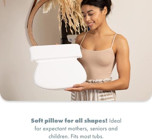 TranquilBeauty Bath Pillow, White, PVC, Pain Relief, 7 Suction Cups - Ergonomic Head & Back Support, Luxury Spa Experience, Waterproof Design, Ideal for Elderly & Children