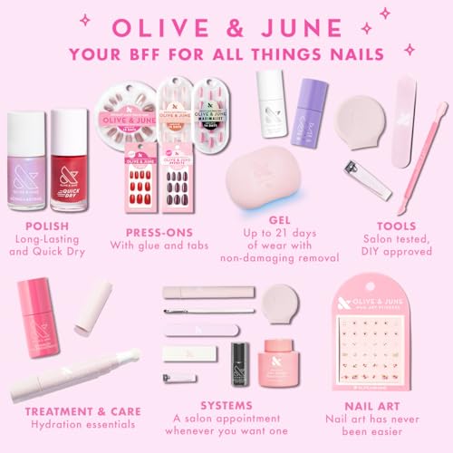 Olive & June Nail Strengthener | Heals & Conditions Weak, Brittle Nails | Up to 77% Increase in Strength | Prevents Peeling & Ridges | Celery Seed + Flora Complex | Vegan, Cruelty-Free Nail Treatment