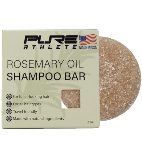 Pure Rosemary Natural Shampoo Bar - Volumizing, Strengthening, Thickening Solid Hair Growth Soap, Made in USA with Rice Protein, Caffeine, Castor Oil, and Ginger, Organic for Women, Men