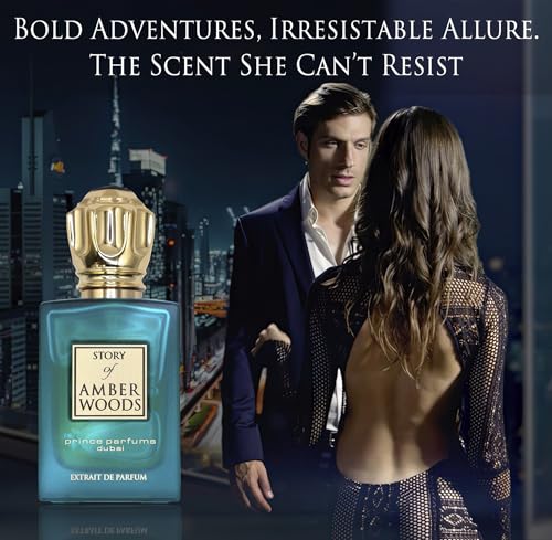 Prince Parfums Dubai - The Story of Amber Woods - 3.4 Ounces - Exquisite Men's Extrait de Parfum - Rich, Luxurious Scent of Amber, Cedar, Vetiver for the Modern Man - Depth, Warmth & Mastery